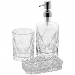 Kit 3 Peças Para Banheiro Diamond De Vidro Sodo-Calcico